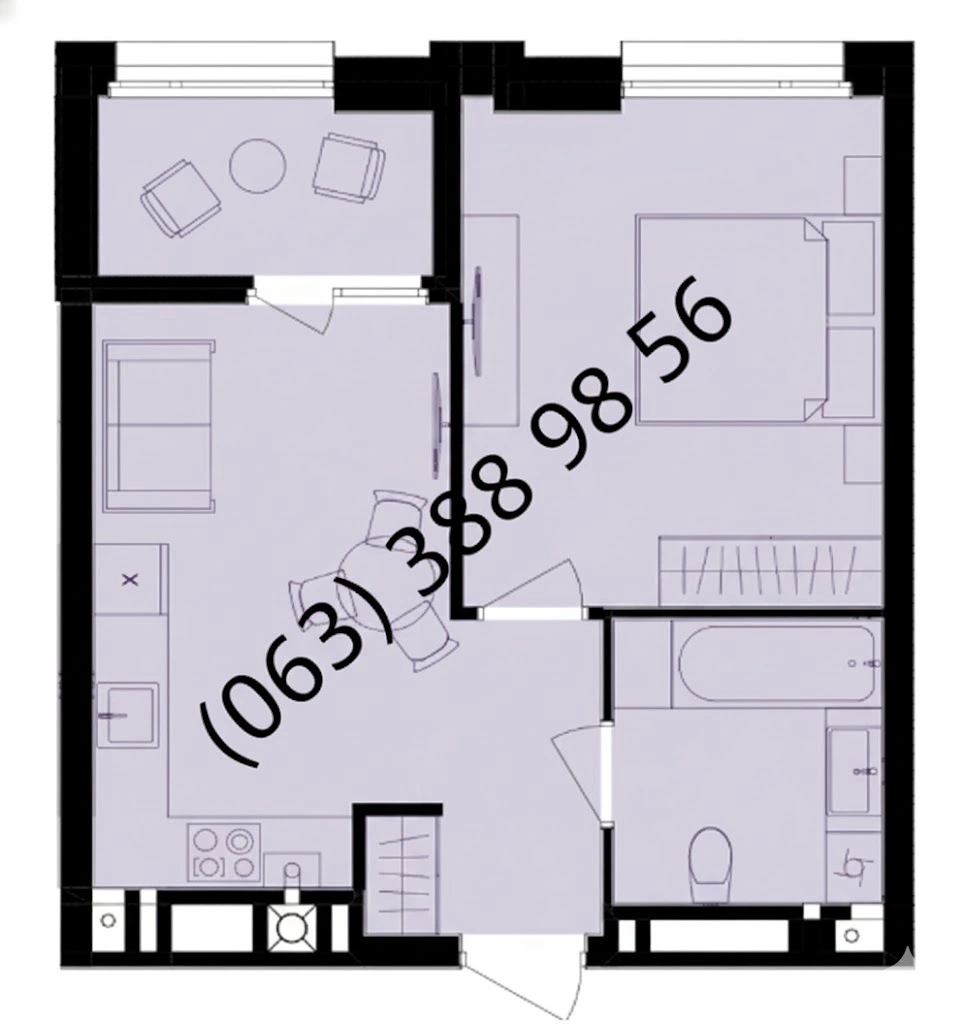 Зручне планування 1-кімнатної квартири 42 кв.м.